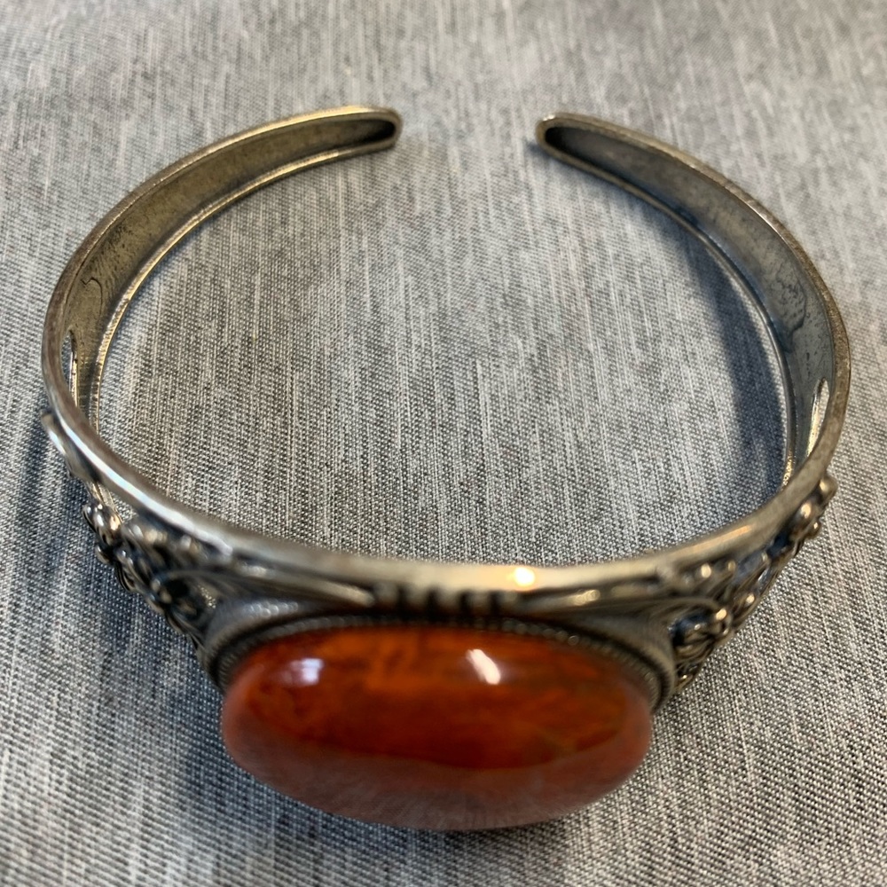 Vintage Silver Jade Bracelet